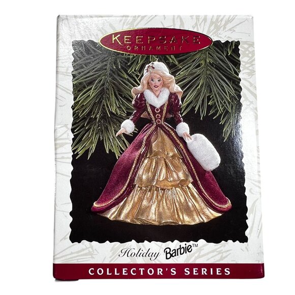 HALLMARK Keepsake HOLIDAY BARBIE 1996 Set of 2 Doll Ornament NIB Original Box - Picture 8 of 12